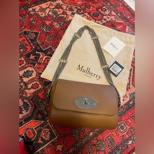 Mulberry Lily top handle matte smooth calf triple chain in color Teak